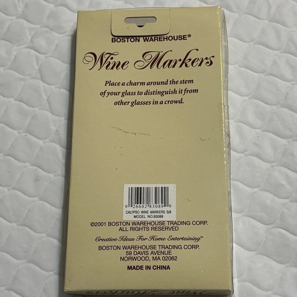 Boston Warehouse Calypso Wine Markers Set of 6 Tropical Beach Charms 83089 New